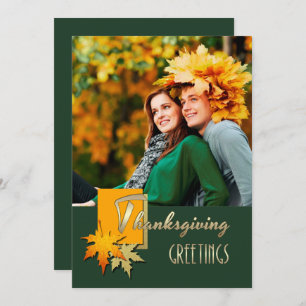 Happy Thanksgiving. Falling Leaves Photo Card