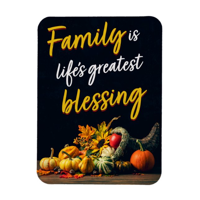 Happy Thanksgiving Family Beautiful Cornucopia  Magnet (Vertical)