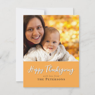 Happy Thanksgiving Family Photo Calligraphy Script Holiday Card