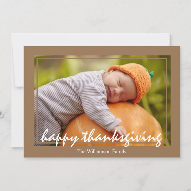 Happy Thanksgiving Family Photo Holiday Card (Front)