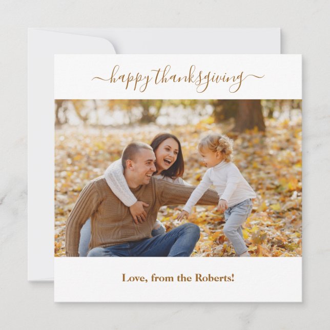 Happy thanksgiving family photo pumpkin fall holiday card (Front)