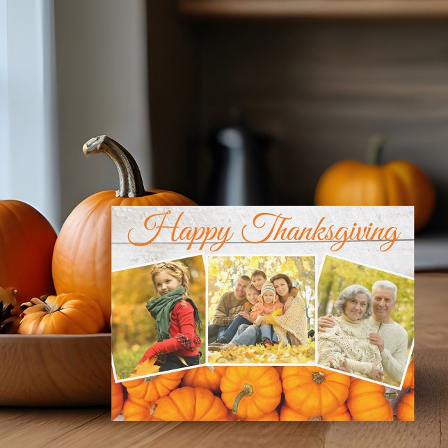 Happy Thanksgiving Family Photo Pumpkin Patch Card (Creator Uploaded)