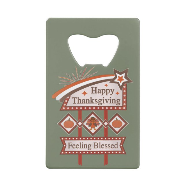 Happy Thanksgiving Feeling Blessed Retro Sign (Front)