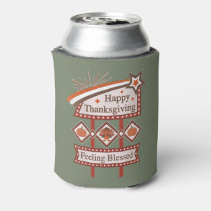 Happy Thanksgiving Feeling Blessed Retro Sign Can Cooler