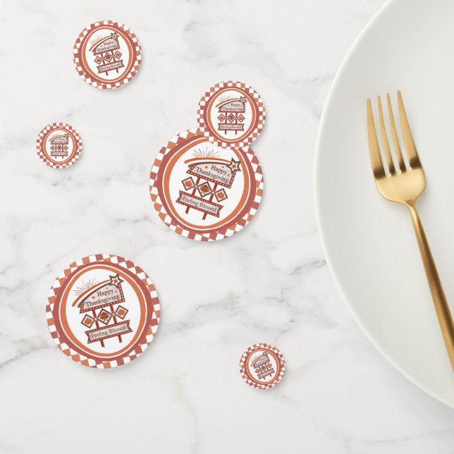 Happy Thanksgiving Feeling Blessed Retro Sign Confetti (Group)