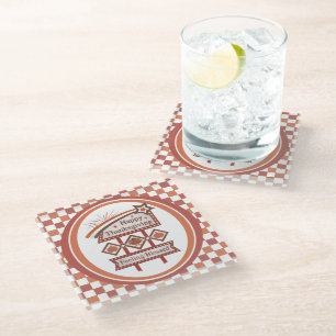 Happy Thanksgiving Feeling Blessed Retro Sign Glass Coaster