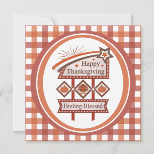 Happy Thanksgiving Feeling Blessed Retro Sign Invitation