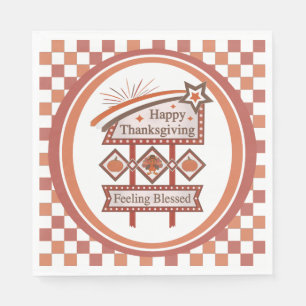 Happy Thanksgiving Feeling Blessed Retro Sign Napkin