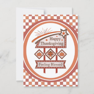 Happy Thanksgiving Feeling Blessed Retro Sign Postcard