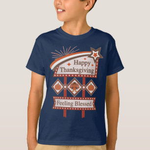Happy Thanksgiving Feeling Blessed Retro Sign T-Shirt