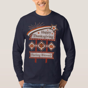 Happy Thanksgiving Feeling Blessed Retro Sign T-Shirt