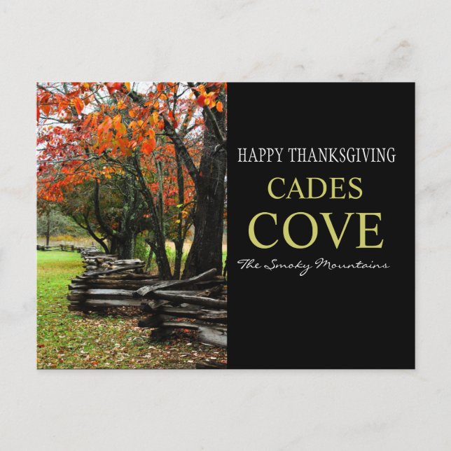Happy Thanksgiving - Fence Row - Autumn Cades Cove Holiday Postcard (Front)