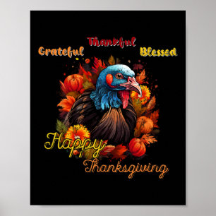 Happy Thanksgiving Festive Feast Turkey Design Tee Poster