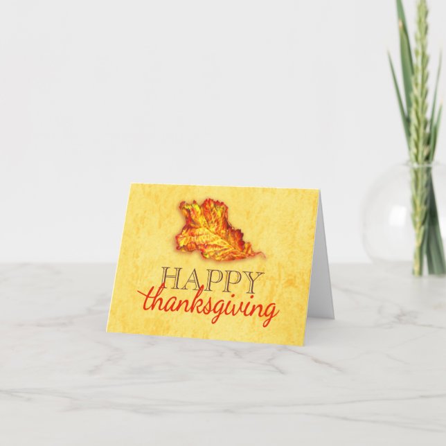 Happy thanksgiving fine art fall leaf card (Front)
