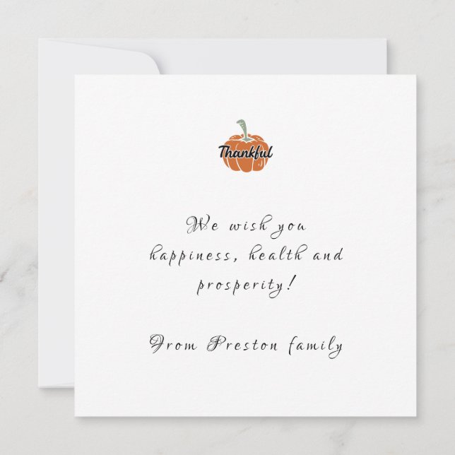 Happy Thanksgiving Flat Card (Back)