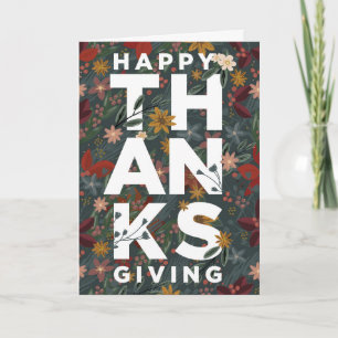 Happy Thanksgiving Floral Folded Greeting Card