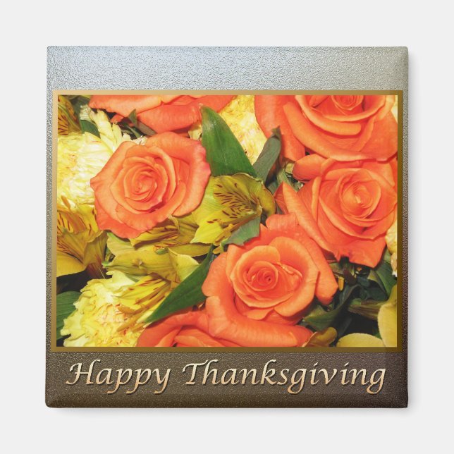 Happy Thanksgiving Floral Magnet (Front)