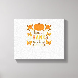 Happy Thanksgiving Floral Pumpkin Classic T-Shirt Canvas Print