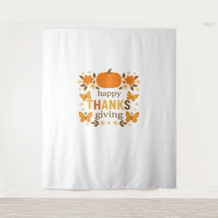Happy Thanksgiving Floral Pumpkin Classic T-Shirt Tapestry