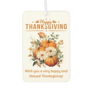 happy thanksgiving floral pumpkins holiday car air freshener