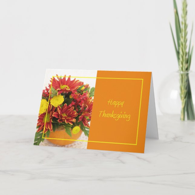 Happy Thanksgiving Flowers Holiday Card (Front)