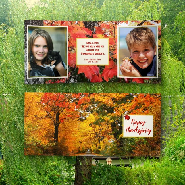 Happy Thanksgiving Folded Photo Tri-Fold Holiday Card (Creator Uploaded)