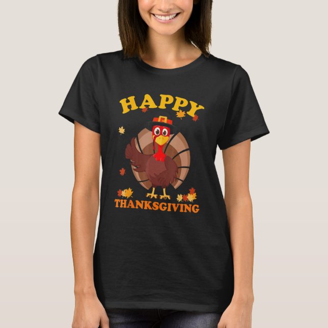 Happy Thanksgiving  for Boys Girls Kids Pilgrim Tu T-Shirt (Front)