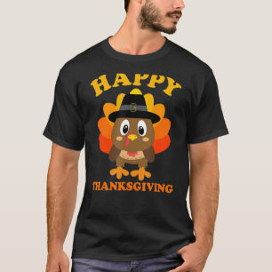 Happy Thanksgiving For Boys Girls Kids Pilgrim Tu T-Shirt