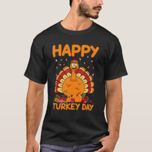 Happy Thanksgiving For Boys Girls Kids Pilgrim Tur T-Shirt