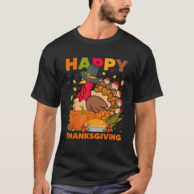 Happy thanksgiving for turkey day family dinner  T-Shirt (Front)