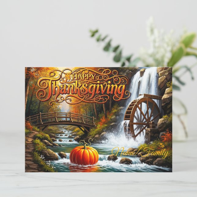 Happy Thanksgiving Forest Scene Card (Standing Front)
