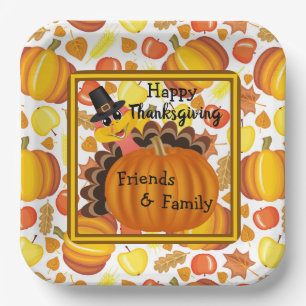 Happy Thanksgiving Friends and Family Paper Plate