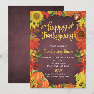 Happy Thanksgiving, Friendsgiving Dinner Invite