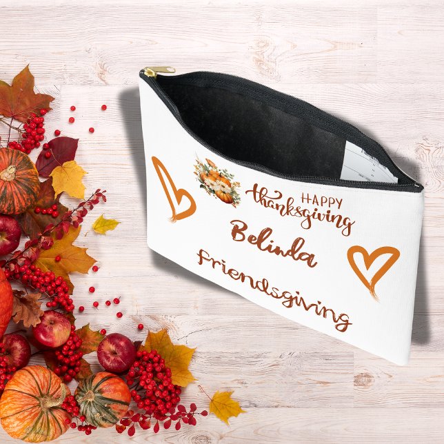 Happy Thanksgiving, Friendsgiving Monogram | Accessory Pouch (Creator Uploaded)