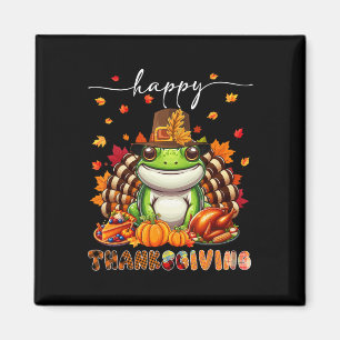 Happy Thanksgiving Frog Costume Turkey Fall Leaves Magnet