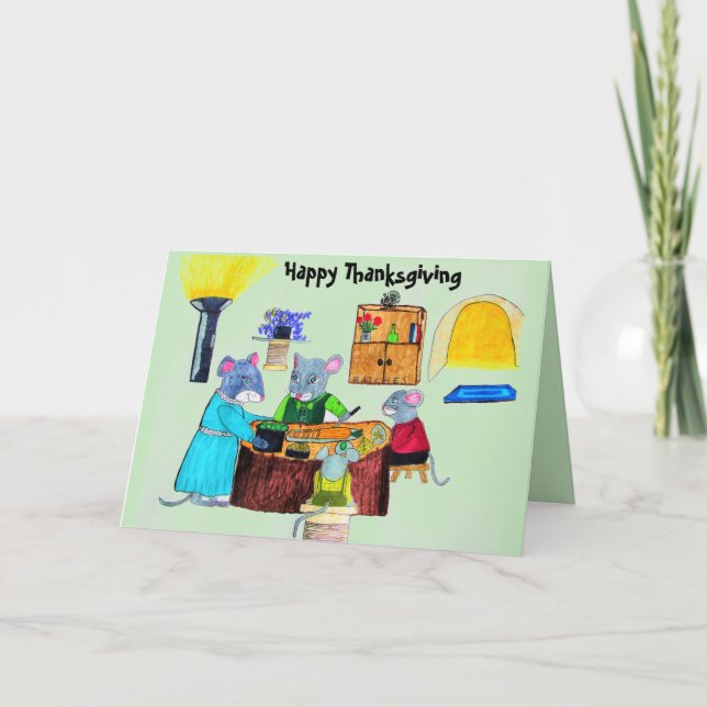 HAPPY THANKSGIVING FROM MRS. MOUSE  CARD (Front)