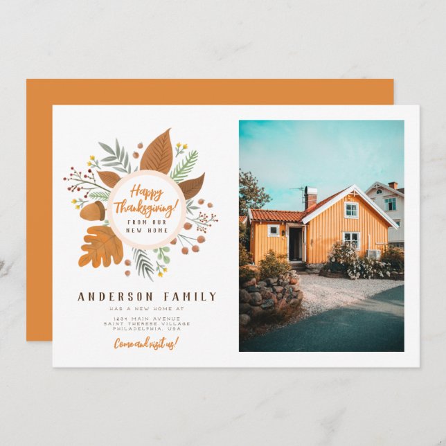 Happy Thanksgiving from our New Home Moving Invitation (Front/Back)