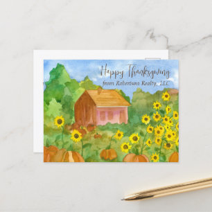 Happy Thanksgiving from Realtor House Sunflowers Postcard