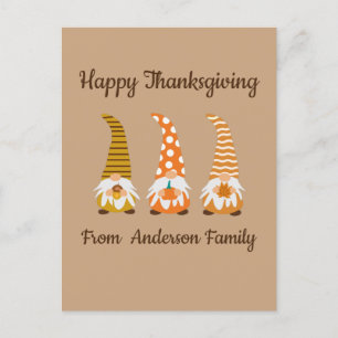 Happy Thanksgiving Funny Gnomes  Holiday Card