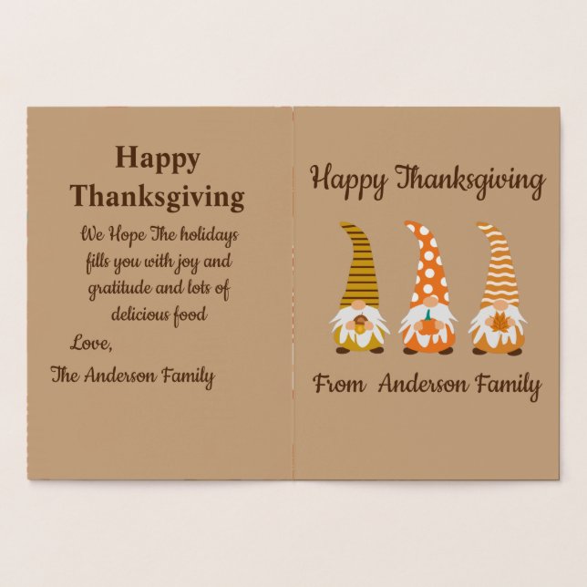 Happy Thanksgiving Funny Gnomes  Holiday Card (Inside)