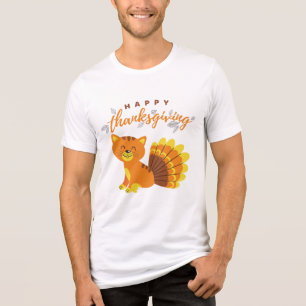 Happy Thanksgiving Funny Modern Cat Humour Tri-Blend Shirt
