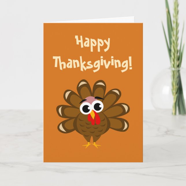 Happy Thanksgiving funny turkey bird illustration Holiday Card (Front)