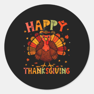 Happy Thanksgiving Funny Turkey Day Family Dinner  Classic Round Sticker