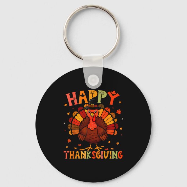 Happy Thanksgiving Funny Turkey Day Family Dinner  Key Ring (Front)