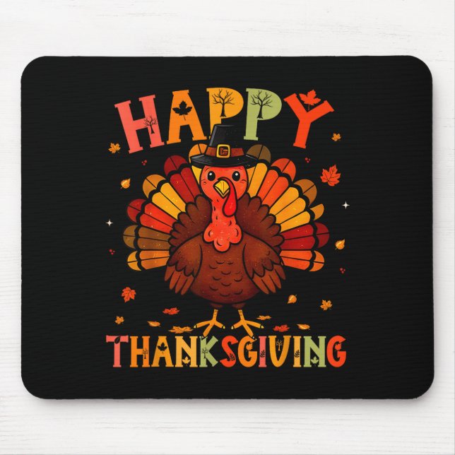 Happy Thanksgiving Funny Turkey Day Family Dinner  Mouse Mat (Front)