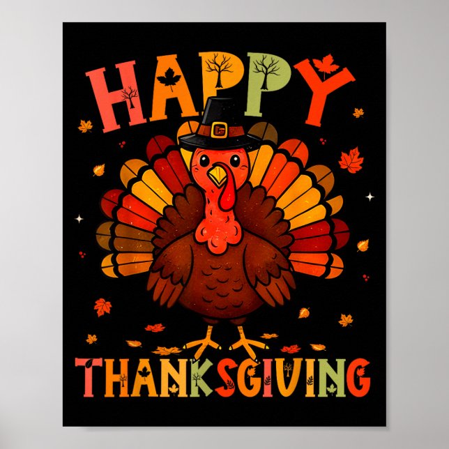 Happy Thanksgiving Funny Turkey Day Family Dinner  Poster (Front)