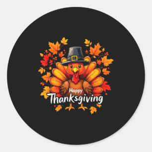 Happy Thanksgiving Funny Turkey Family Dinner Than Classic Round Sticker