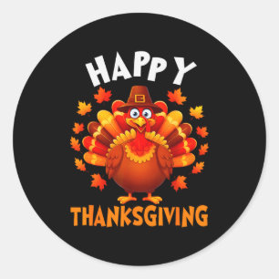 Happy Thanksgiving Funny Turkey Family Dinner Than Classic Round Sticker