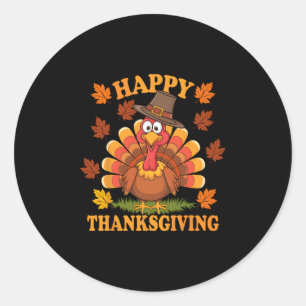 Happy Thanksgiving Funny Turkey Family Dinner Than Classic Round Sticker