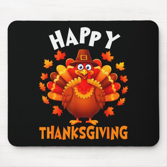 Happy Thanksgiving Funny Turkey Family Dinner Than Mouse Mat (Front)